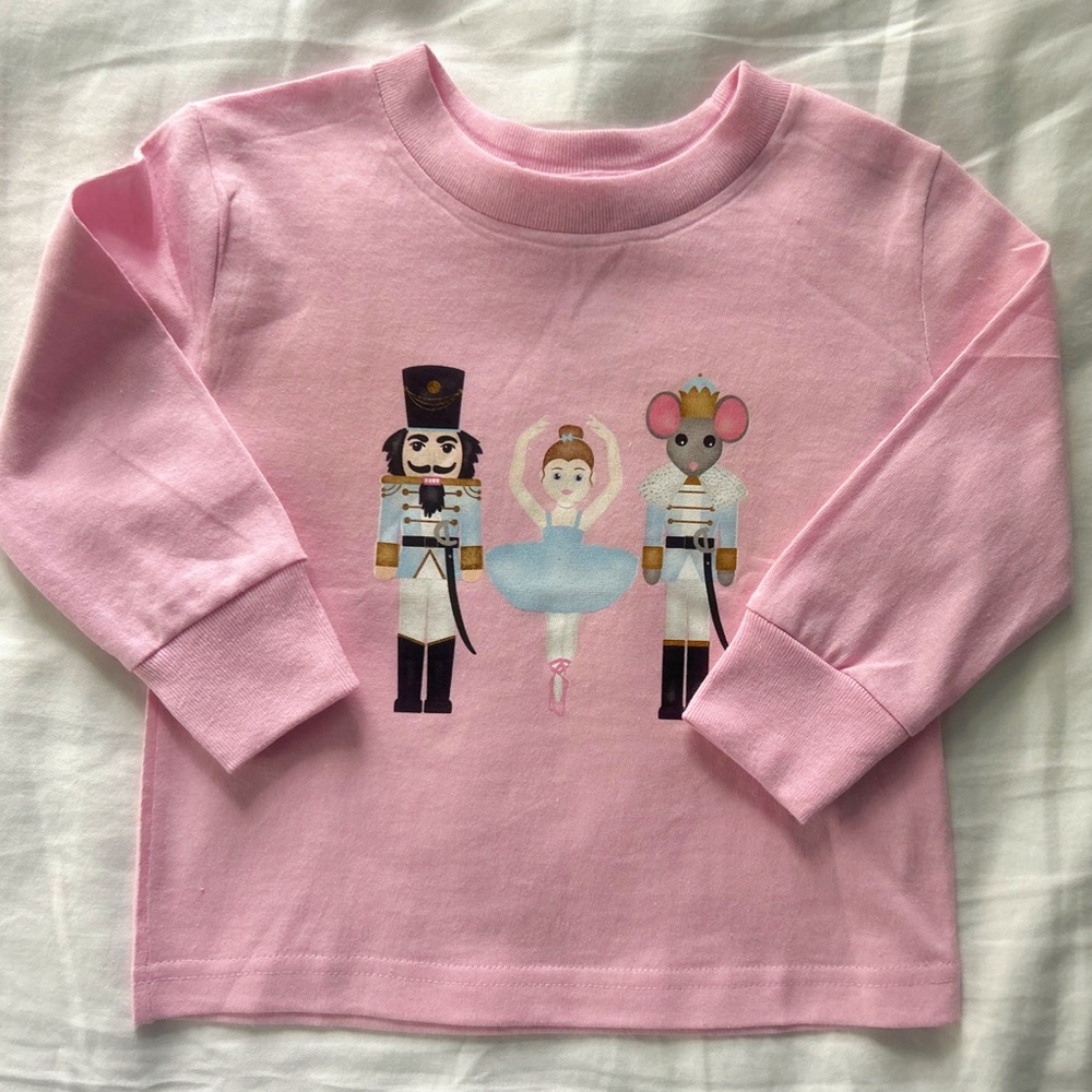 Nutcracker Ballet Toddler Shirt Pink Long Sleeve Rabbit Skins 2T Ballerina